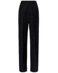 Plan C - Pinstripe Wool-Blend Wide-Leg Pants - Lyst