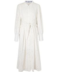 CAMILLA - Tie-Detailed Broderie Anglaise Cotton Midi Shirt Dress - Lyst