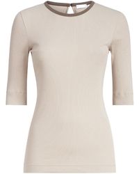 Brunello Cucinelli - Stretch-Cotton Ribbed T-Shirt - Lyst