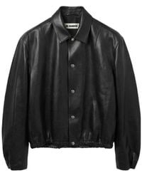 Jil Sander - Elasticated-Hem Leather Jacket - Lyst