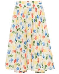 Bode - Flower Stamp Midi Dress - Lyst