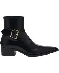 McQueen - Pointed-Toe Buckle Ankle Boots - Lyst