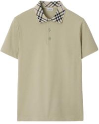 Burberry - Check Collar Short Sleeved Polo Shirt - Lyst