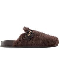 Aquazzura - Leather-Trimmed Shearling Slip-Ons - Lyst