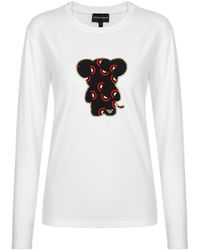 Emporio Armani - T-Shirt With Round Neck And Long Sleeves - Lyst