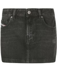 DIESEL - De-Ron Logo Patch Denim Mini Skirt - Lyst