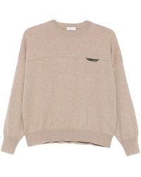 Brunello Cucinelli - Monile Detailed Cropped Sweater - Lyst