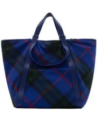 Burberry - Large Festival Checked Tote Bag - Lyst
