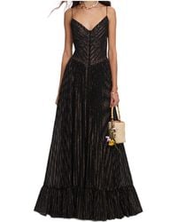 Self-Portrait - Pleated Lace-Trim Maxi Dress - Lyst