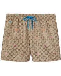 Gucci - Printed Technical Poplin Swim Shorts - Lyst