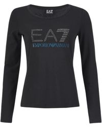 EA7 - Round Collar And Long-Sleeved T-Shirt - Lyst