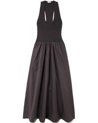 St. Agni - Ribbed-Knit And Cotton-Poplin Midi Dress - Lyst