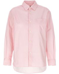 A.P.C. - Logo Printed Striped Buttoned Shirt - Lyst