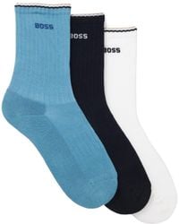 BOSS - Rib Stripe Quarter Socks - Lyst