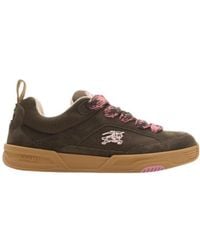 Burberry - Equestrian Knight Suede Trainers - Lyst