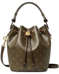 Tory Burch - T Monogram Coated Canvas Mini Bucket Bag - Lyst