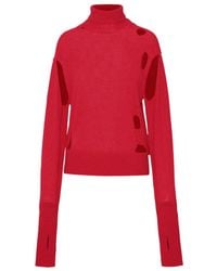 MM6 by Maison Martin Margiela - Distressed Turtleneck Knitted Sweater - Lyst