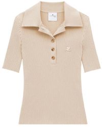 Courreges - Courrèges Iconic Rib Knit Polo Shirt - Lyst