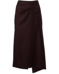 Victoria Beckham - Draped Virgin Wool Midi Skirt - Lyst