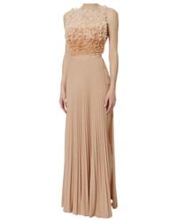 Elisabetta Franchi - Textured Top Pleated Dress - Lyst