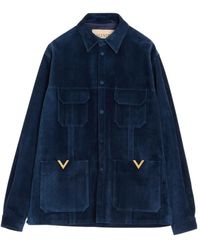 Valentino - Vgold Velour Leather Jacket - Lyst