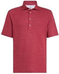 Brunello Cucinelli - Point-Collar Mélange Polo Shirt - Lyst