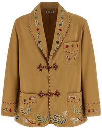 Bode - Feather Runner Embroidered Smoking Blazer - Lyst