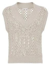 Brunello Cucinelli - Sleeveless Open-Knit Top - Lyst