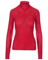 Bottega Veneta - Cross-Detail Knitted Roll-Neck Jumper - Lyst
