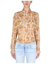 DSquared² - Woven Floral Print Long-Sleeved Shirt - Lyst