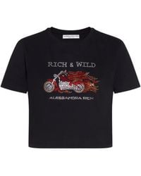 Alessandra Rich - Crystal-Embellished Cropped T-Shirt - Lyst