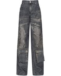 Pinko - High-Waist Wide-Leg Cargo Jeans - Lyst