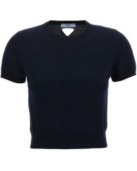 Prada - Crewneck Short-Sleeved Jumper - Lyst