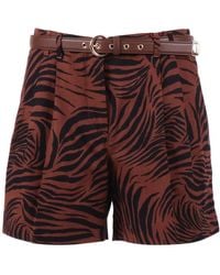 Max Mara - Belted Zebra-Print Cotton Shorts - Lyst