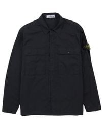 Stone Island - Logo Patch Long Sleeved Overshirt - Lyst