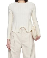 MM6 by Maison Margiela - Ribbed Peplum-Hem Sweater - Lyst