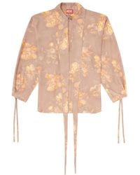 DIESEL - C-Allas-T1 Floral Tie-Neck Shirt - Lyst