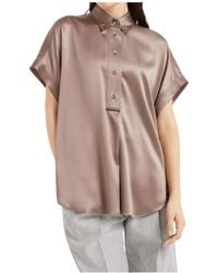 Brunello Cucinelli - Short-Sleeved Buttoned Blouse - Lyst