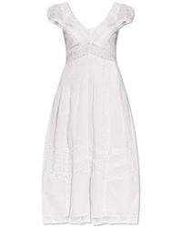 LoveShackFancy Lyvienne Lace-Trimmed Chiffon Maxi Dress in Pink | Lyst