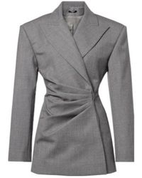 Balmain - Draped Virgin Wool Blazer Dress - Lyst