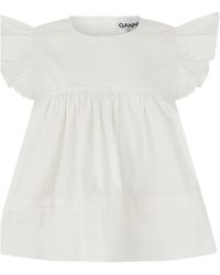 Ganni - Ruffle T-Shirt - Lyst