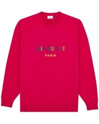 Saint Laurent - Paris Embroidered Crewneck Sweatshirt - Lyst