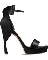 Dior - Christian Bow-Detail Satin Platform Sandals - Lyst