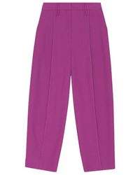 Ganni - Low-Rise Pleated Straight-Leg Trousers - Lyst
