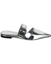 McQueen - Pointed Toe Buckled Mules - Lyst