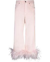 P.A.R.O.S.H. - Feather-Trimmed Jeans - Lyst