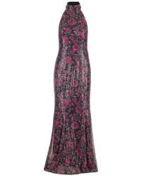ROTATE BIRGER CHRISTENSEN - Rose-Pattern Sequin Maxi Dress - Lyst