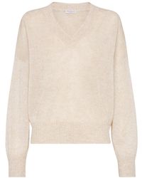 Brunello Cucinelli - V-Neck Drop-Shoulder Jumper - Lyst