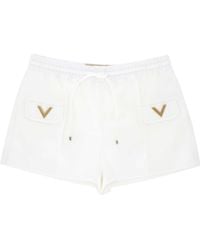 Valentino - Logo Plaque Drawstring Shorts - Lyst