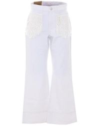FARM Rio - Crochet Trim Wide-Leg Jeans - Lyst
